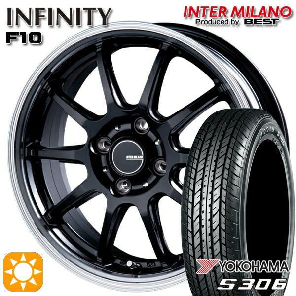 【取付対象】N-BOX 155/65R14 75S ヨコハマ S306 インターミラノ インフィニティ F10 BK/RP 14インチ 4.5J 4H100 サマータイヤホイールセット
