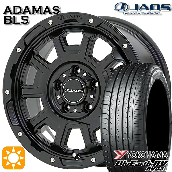 【取付対象】エクストレイル フォレスター 225/60R17 99H ヨコハマ ブルーアース RV03 ジャオス アダマス BL5 マットブラック 17インチ 7.5J 5H114.3 サマータイヤホイールセット