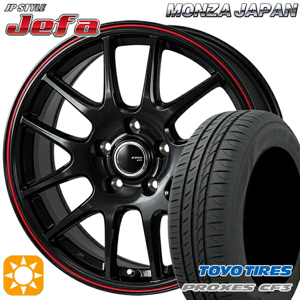 【取付対象】エスティマ ヤリスクロス 215/60R16 95H トーヨー プロクセス CF3 モンツァ JPスタイル ジェファ パールブラック/レッドライン 16インチ 6.5J 5H114.3 サマータイヤホイールセット