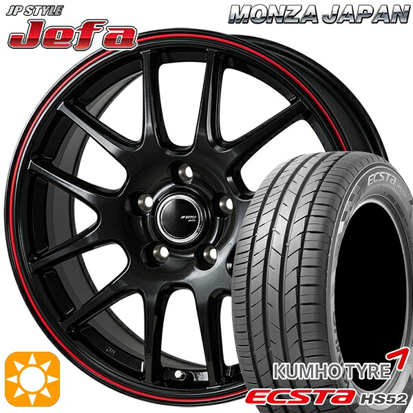 【取付対象】フォレスターSH 215/60R17 100V XL クムホ エクスタ HS52 モンツァ JPスタイル ジェファ パールブラック/レッドライン 17インチ 7.0J 5H100 サマータイヤホイールセット ｜トレッド新横浜師岡店