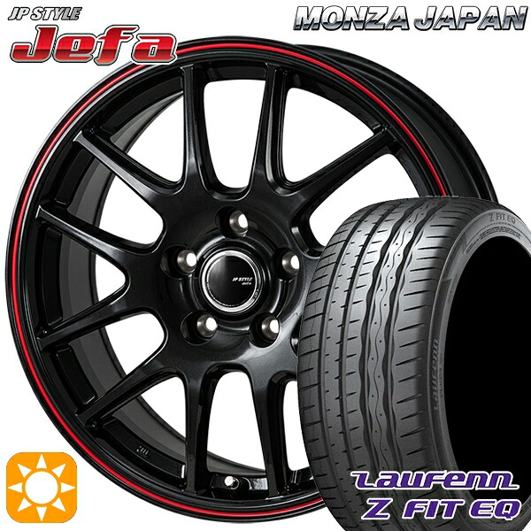 【取付対象】225/45R18 95Y XL ラウフェン Z FIT EQ LK03 モンツァ JPスタイル ジェファ パールブラック/レッドライン 18インチ 7.5J 5H114.3 サマータイヤホイールセット ｜トレッド新横浜師岡店