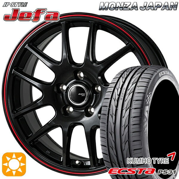 【取付対象】エスティマ ヤリスクロス 215/60R16 95V クムホ エクスタ PS31 モンツァ JPスタイル ジェファ パールブラック/レッドライン 16インチ 6.5J 5H114.3 サマータイヤホイールセット ｜トレッド新横浜師岡店