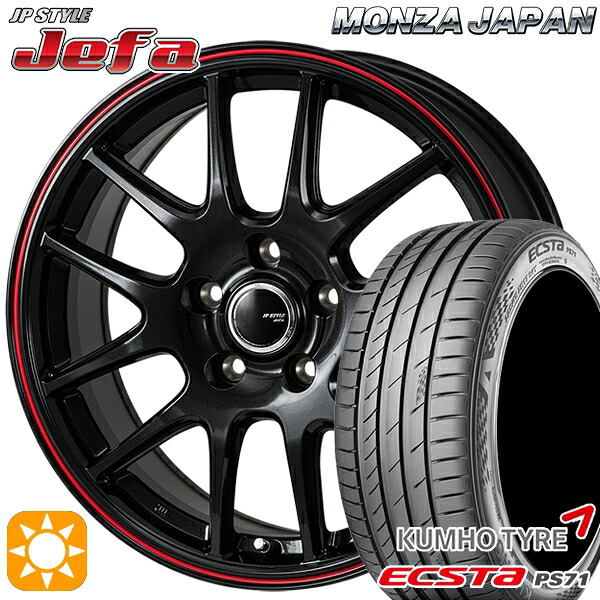 【取付対象】アクセラ アテンザ 215/45R18 93W XL クムホ エクスタ PS71 モンツァ JPスタイル ジェファ パールブラック/レッドライン 18インチ 7.5J 5H114.3 サマータイヤホイールセット ｜トレッド新横浜師岡店