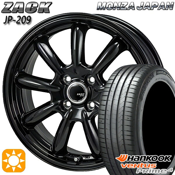 【取付対象】185/55R16 83H ハンコック veNtus PRime4 K135 モンツァ ザック JP209 グロスブラック 16インチ 6.0J 4H100 サマータイヤホイールセット
