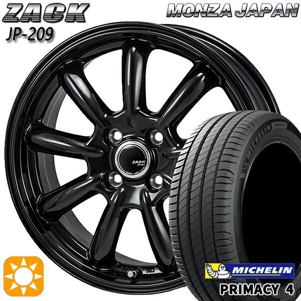 【取付対象】フィット アクア 185/60R15 88H XL ミシュラン プライマシー4 モンツァ ザック JP209 グロスブラック 15インチ 5.5J 4H100 サマータイヤホイールセット