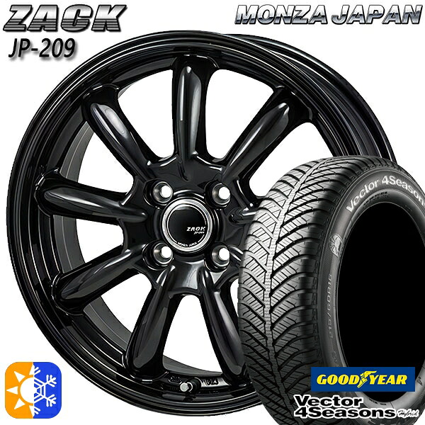 アクア ヤリス 195/50R16 84H グッドイヤー ベクター フォーシーズンズ モンツァ ザック JP209 16インチ 6.0J 4H100 グロスブラック オールシーズンタイヤホイールセット