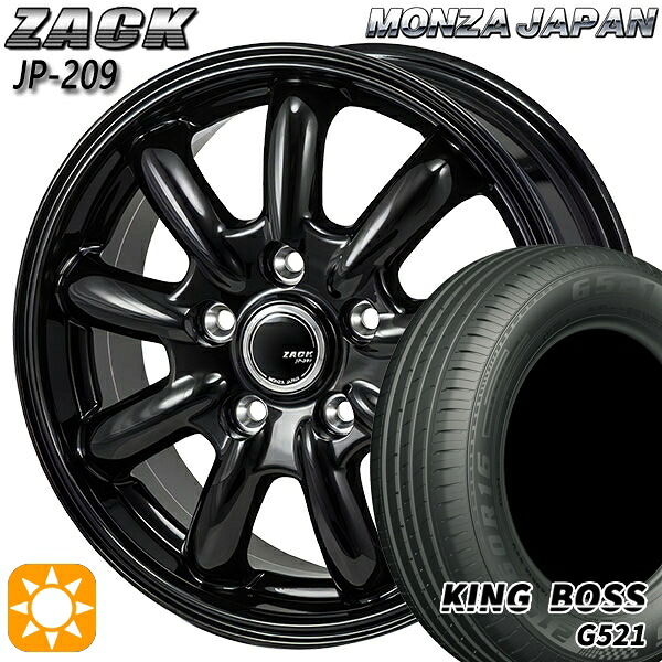 【取付対象】215/60R16 95V キングボス G521 モンツァ ザック JP209 グロスブラック 16インチ 6.5J 5H114.3 サマータイヤホイールセット