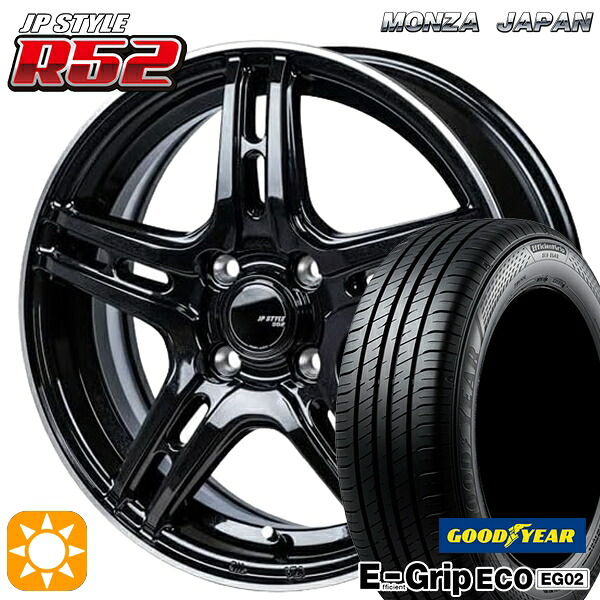 【取付対象】フィット アクア 175/70R14 84S グッドイヤー エフィシェントグリップ EG02 モンツァ JPスタイル R52 14インチ 5.0J 4H100 サマータイヤホイールセット