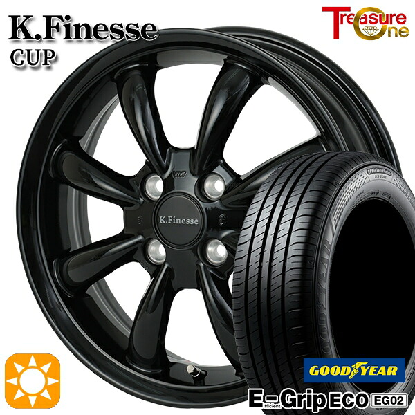 【取付対象】フィット アクア 175/70R14 84S グッドイヤー エフィシェントグリップ EG02 トレジャーワン ケイフィネス カップ ブラック 14インチ 5.0J 4H100 サマータイヤホイールセット |トレッド新横浜師岡店