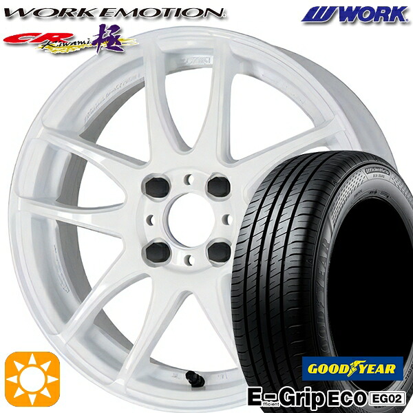 【取付対象】アクア クロスビー 185/55R16 83V グッドイヤー エフィシェントグリップ EG02 WORK エモーション CR極 ホワイト 16インチ 6.5J 4H100 サマータイヤホイールセット