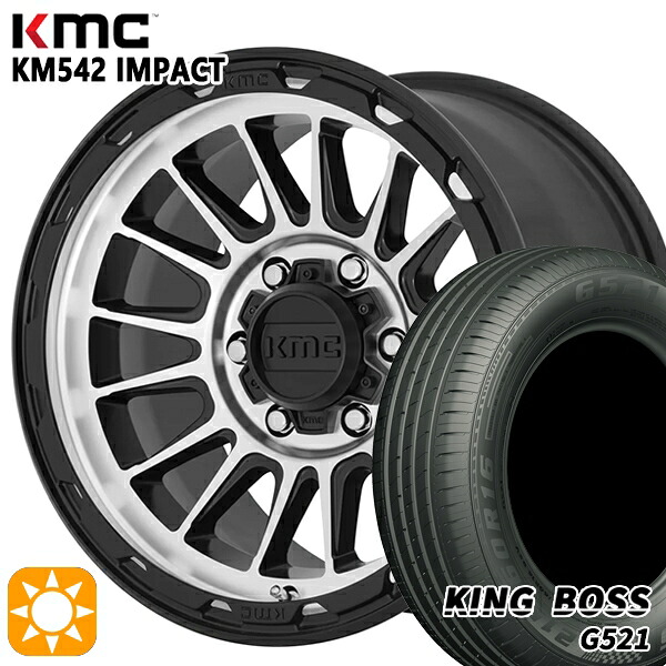 【取付対象】215/60R16 95V キングボス G521 KMC KM542 IMPACT SATINBLACK MACHINED 16インチ 7.0J 5H114.3 サマータイヤホイールセット