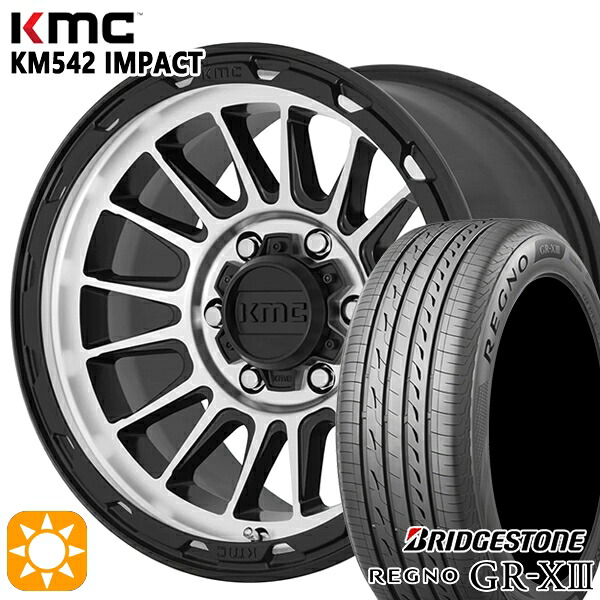 【取付対象】エスティマ ヤリスクロス 215/60R16 95V ブリヂストン レグノ GR-X3 KMC KM542 IMPACT SATINBLACK MACHINED 16インチ 7.0J 5H114.3 サマータイヤホイールセット