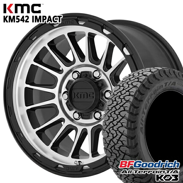 【取付対象】225/65R17 107/103S RBL BFグッドリッチ オールテレーン T/A KO3 KMC KM542 IMPACT SATINBLACK MACHINED 17インチ 8.0J 5H114.3 サマータイヤホイールセット