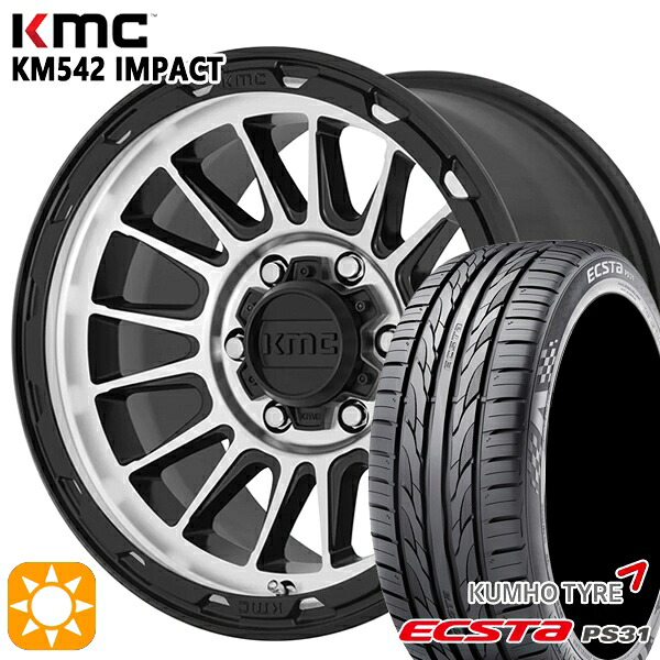 【取付対象】エスティマ ヤリスクロス 215/60R16 95V クムホ エクスタ PS31 KMC KM542 IMPACT SATINBLACK MACHINED 16インチ 7.0J 5H114.3 サマータイヤホイールセット ｜トレッド新横浜師岡店