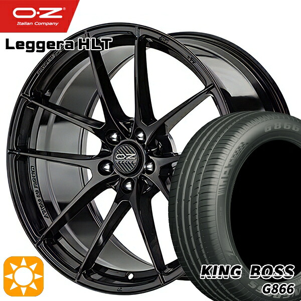 【取付対象】ベンツ Aクラス/CLA 225/45R18 95W XL キングボス G866 OZ レッジェーラ HLT グロスブラック 18インチ 8.0J 5H112 サマータイヤホイールセット