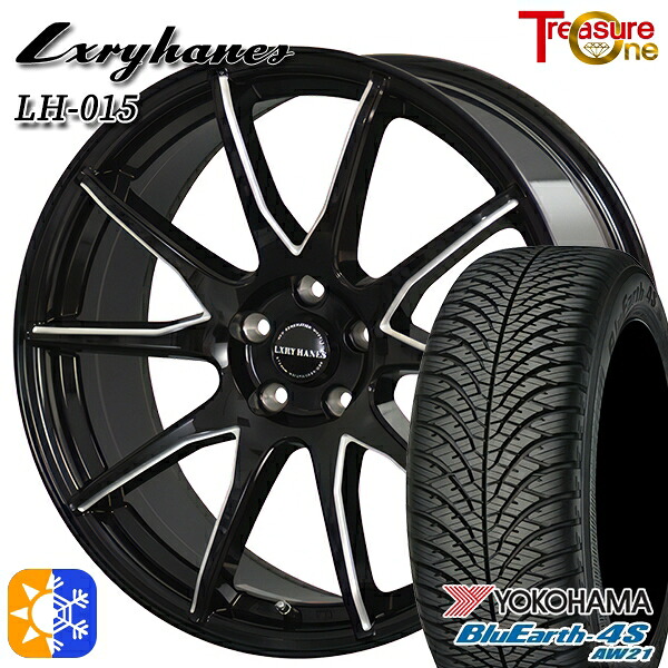 ヴェゼル レガシィ 225/60R18 104V XL ヨコハマ ブルーアース 4S AW21 トレジャーワン ラグジーヘインズ LH015 ブラックマシニングポリッシュ 18インチ 7.0J 5H114.3 オールシーズンタイヤホイールセット