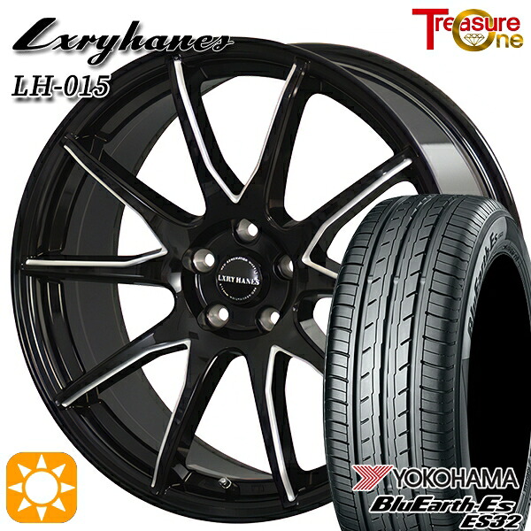 【取付対象】アウトランダー デリカD5 225/55R18 98V ヨコハマ ブルーアース ES32 トレジャーワン ラグジーヘインズ LH015 ブラックマシニングポリッシュ 18インチ 7.0J 5H114.3 サマータイヤホイールセット ｜トレッド新横浜師岡店