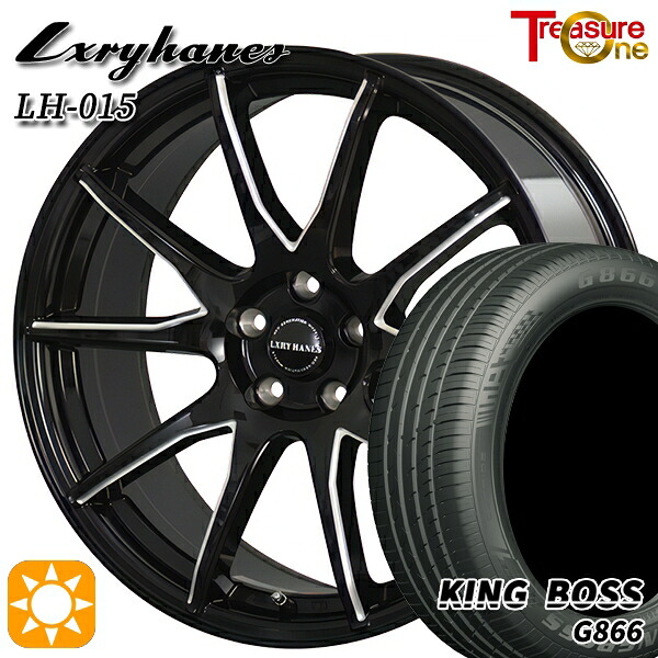 【取付対象】225/45R18 95W XL キングボス G866 トレジャーワン ラグジーヘインズ LH015 ブラックマシニングポリッシュ 18インチ 7.0J 5H114.3 サマータイヤホイールセット