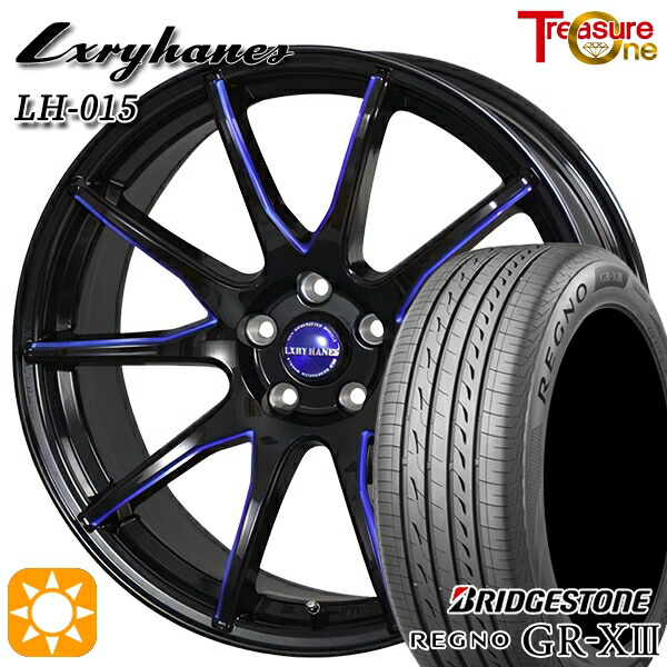 【取付対象】20/30系アルファード ヴェルファイア 235/50R18 101V XL ブリヂストン レグノ GR-X3 トレジャーワン ラグジーヘインズ LH015 ブラック・マシニングブルークリア 18インチ 7.0J 5H114.3 サマータイヤホイールセット
