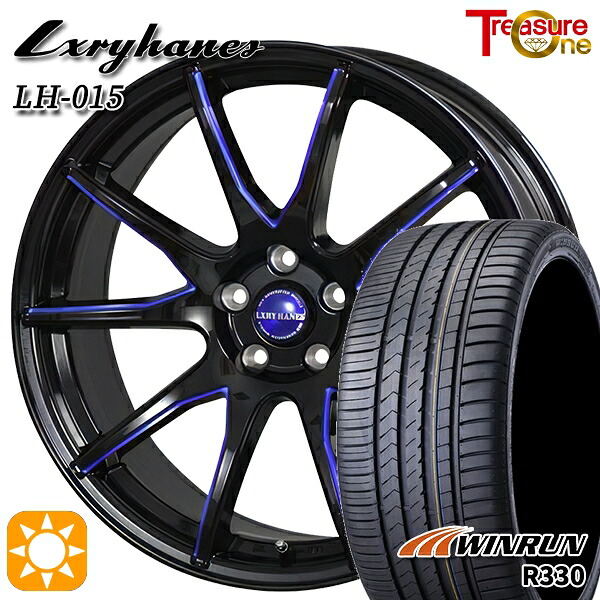 【取付対象】マークX スカイライン 225/45R18 95W XL ウィンラン R330 トレジャーワン ラグジーヘインズ LH015 ブラック・マシニングブルークリア 18インチ 8.0J 5H114.3 サマータイヤホイールセット ｜トレッド新横浜師岡店
