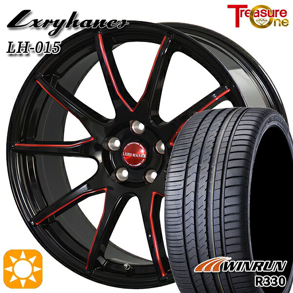 【取付対象】215/35R18 84W XL ウィンラン R330 トレジャーワン ラグジーヘインズ LH015 ブラック・マシニングレッドクリア 18インチ 7.0J 5H114.3 サマータイヤホイールセット