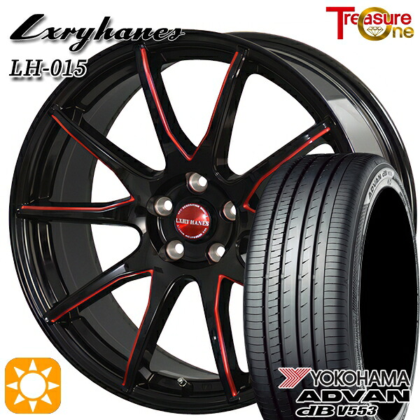 【取付対象】マツダ6 エクストレイル 225/60R18 104W XL ヨコハマ アドバンデシベル V553 トレジャーワン ラグジーヘインズ LH015 ブラック・マシニングレッドクリア 18インチ 7.0J 5H114.3 サマータイヤホイールセット |トレッド新横浜師岡店