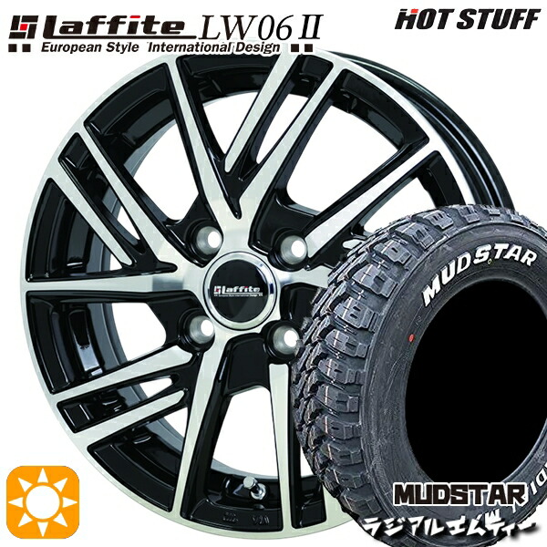 【取付対象】アクア クロスビー 175/60R16 82H マッドスター ラジアル M/T ホワイトレター HotStuff ラフィット LW06-2 BK/P 16インチ 6.0J 4H100 サマータイヤホイールセット |トレッド新横浜師岡店