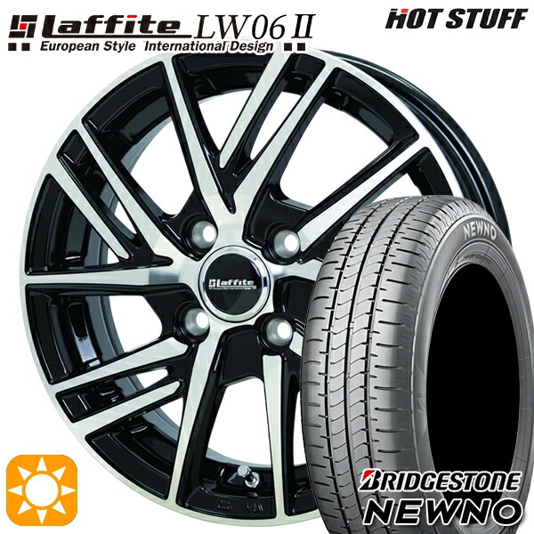【取付対象】マツダ2 ノート 185/65R15 88S ブリヂストン ニューノ HotStuff ラフィット LW06-2 BK/P 15インチ 5.5J 4H100 サマータイヤホイールセット |トレッド新横浜師岡店