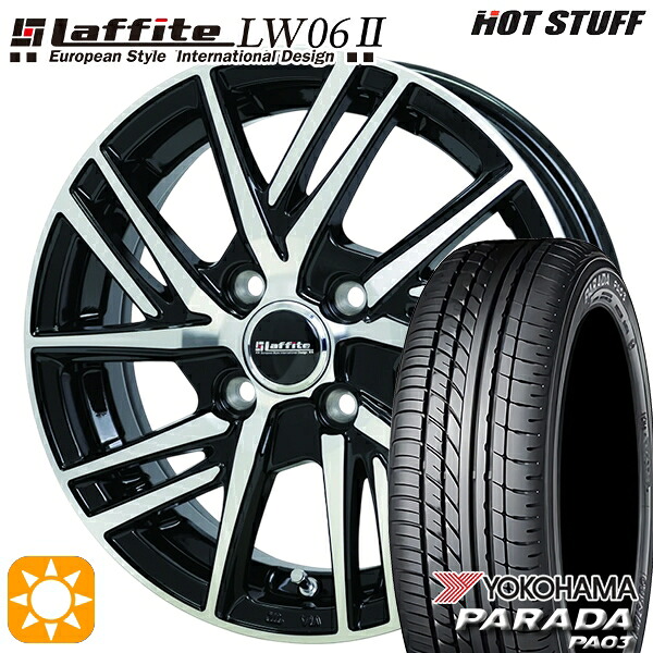 【取付対象】軽トラ 165/55R14C 95/93N ヨコハマ パラダ PA03 HotStuff ラフィット LW06-2 BK/P 14インチ 4.5J 4H100 サマータイヤホイールセット