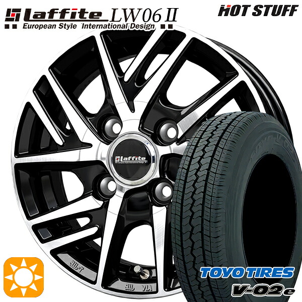 【取付対象】軽トラ 145/80R12 80/78N トーヨー V02E V-02E HotStuff ラフィット LW06-2 BK/P 12インチ 4.0J 4H100 サマータイヤホイールセット