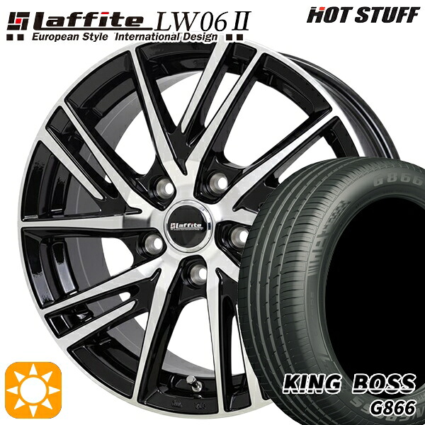 【取付対象】リーフ レヴォーグ 215/50R17 95W XL キングボス G866 HotStuff ラフィット LW06-2 BK/P 17インチ 7.0J 5H114.3 サマータイヤホイールセット