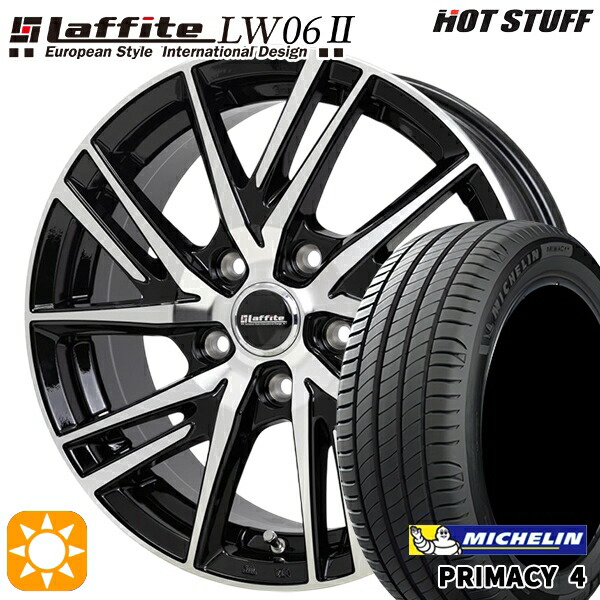 【取付対象】セレナ ラフェスタ 195/60R16 93V XL ミシュラン プライマシー4 HotStuff ラフィット LW06-2 BK/P 16インチ 6.5J 5H114.3 サマータイヤホイールセット