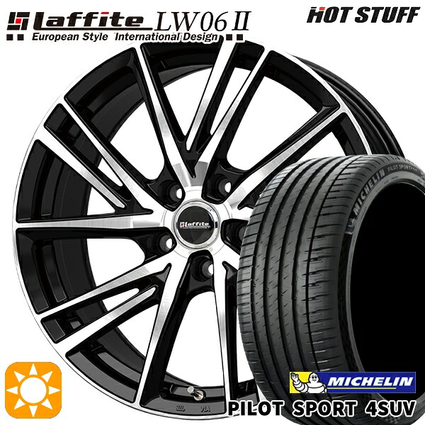 【取付対象】20/30系アルファードヴェルファイア 235/60R18 107W XL ミシュラン パイロットスポーツ4 SUV HotStuff ラフィット LW06-2 BK/P 18インチ 7.0J 5H114.3 サマータイヤホイールセット