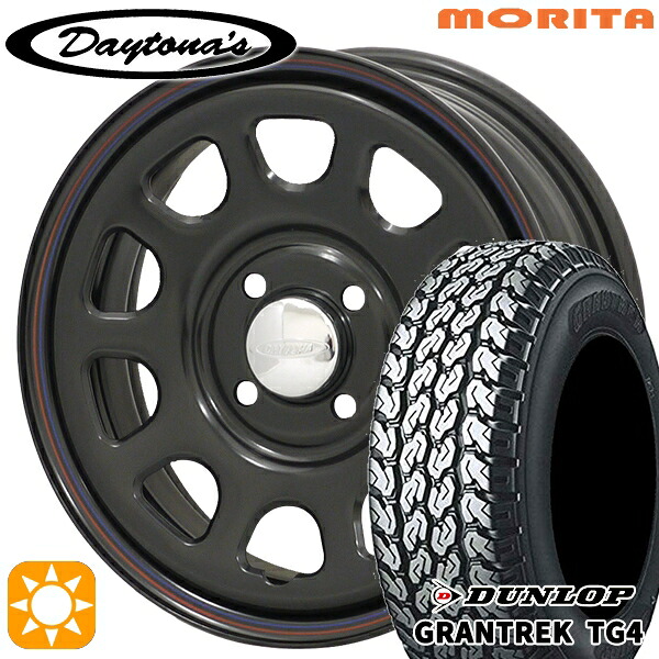 【取付対象】軽トラ 145/80R12 80/78N ダンロップ グラントレック TG4 MRT DAYTONA'S G2 デイトナズ ブラック 12インチ 4.0J 4H100 サマータイヤホイールセット