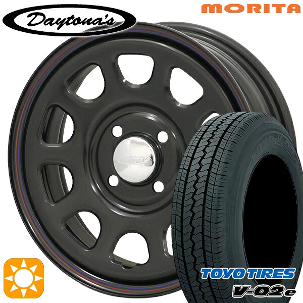 【取付対象】軽トラ 145/80R12 80/78N トーヨー V02E V-02E MRT DAYTONA'S G2 デイトナズ ブラック 12インチ 4.0J 4H100 サマータイヤホイールセット
