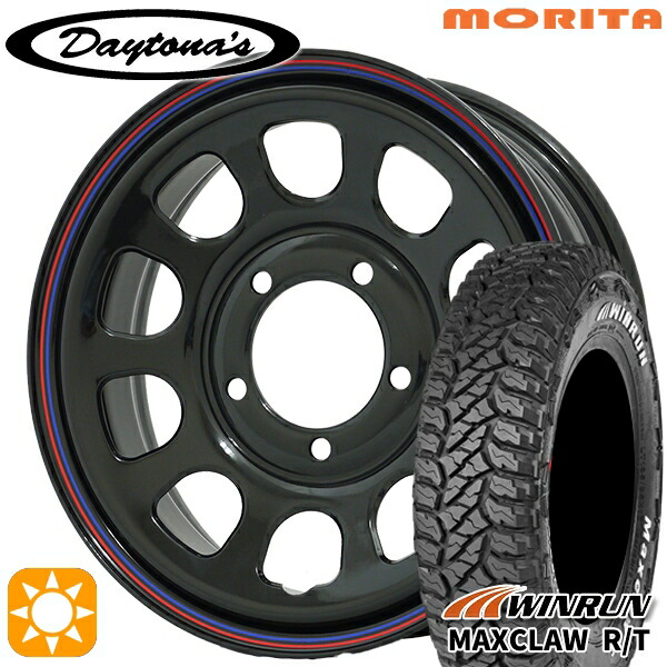 【取付対象】ジムニーJB23/64 185/85R16 105/103N ウィンラン マックスクロウ R/T ホワイトレター MRT DAYTONA'S G2 デイトナズ ブラック 16インチ 5.5J 5H139.7 サマータイヤホイールセット