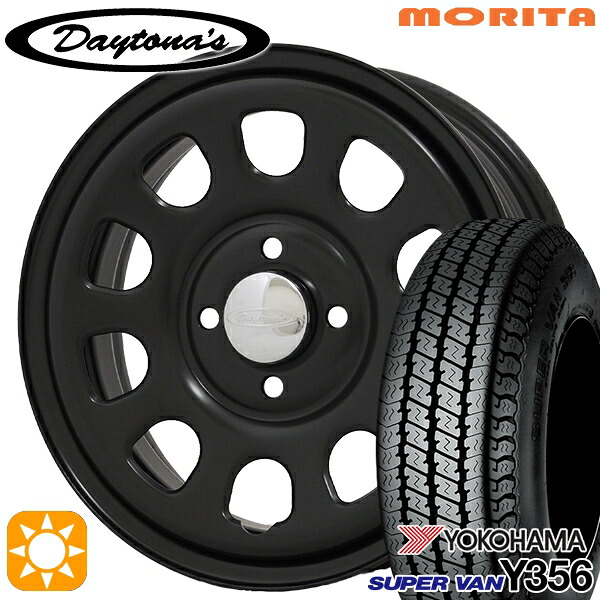 【取付対象】軽トラ 145/80R12 80/78N ヨコハマ スーパーバン Y356 MRT DAYTONA'S G2 デイトナズ マットブラック 12インチ 4.0J 4H100 サマータイヤホイールセット