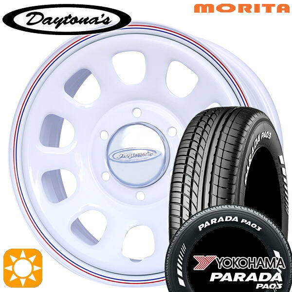 【取付対象】200系ハイエース 215/65R16C 109/107S ヨコハマ パラダ PA03 ホワイトレター MRT DAYTONA'S G2 デイトナズ ホワイト 16インチ 6.5J 6H139.7 サマータイヤホイールセット