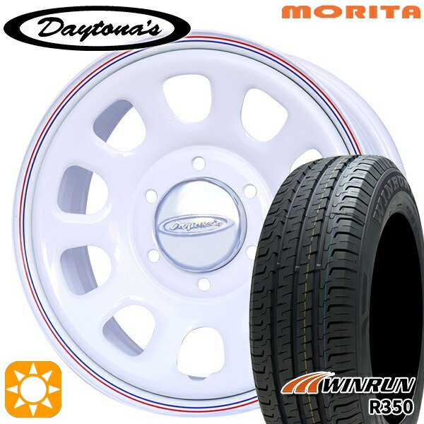 【取付対象】200系ハイエース 215/65R16 109/107T ウィンラン R350 MRT DAYTONA'S G2 デイトナズ ホワイト 16インチ 6.5J 6H139.7 サマータイヤホイールセット