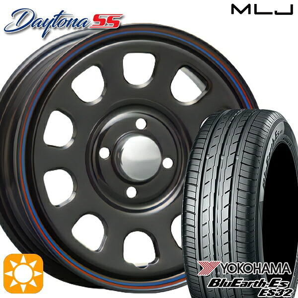 【取付対象】エブリィワゴン 165/60R14 75T ヨコハマ ブルーアース ES32 MLJ デイトナ SS ブラック 14インチ 5.0J 4H100 サマータイヤホイールセット |トレッド新横浜師岡店