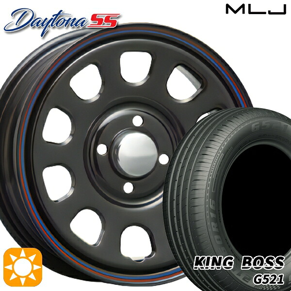 【取付対象】175/65R15 84H キングボス G521 MLJ デイトナ SS ブラック 15インチ 6.0J 4H100 サマータイヤホイールセット