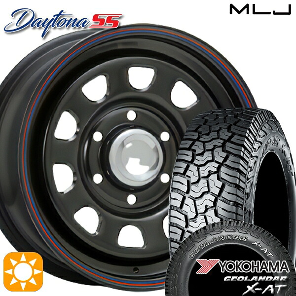 【取付対象】200系ハイエース 215/65R16 109/107Q ヨコハマ ジオランダー X-AT G016 OWL MLJ デイトナ SS ブラック 16インチ 7.0J 6H139.7 サマータイヤホイールセット