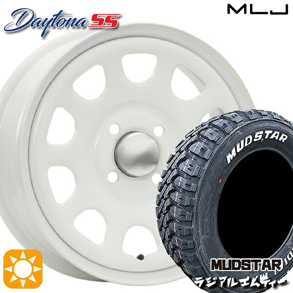 【取付対象】アゲトラ 165/65R14 79S マッドスター ラジアル M/T ホワイトレター MLJ デイトナ SS オールホワイト 14インチ 5.0J 4H100 サマータイヤホイールセット