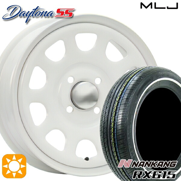 【取付対象】155/65R14 ナンカン RX615 ホワイトリボン MLJ デイトナ SS オールホワイト 14インチ 5.0J 4H100 サマータイヤホイールセット ｜トレッド新横浜師岡店 58,440円