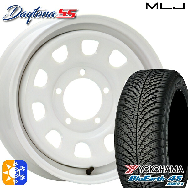 215/70R16 100H ヨコハマ ブルーアース 4S AW21 MLJ デイトナ SS オールホワイト 16インチ 5.5J 5H139.7 オールシーズンタイヤホイールセット