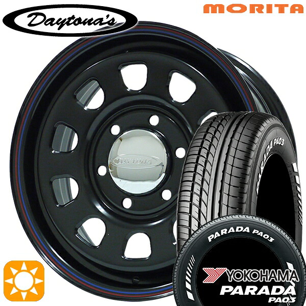 【取付対象】200系ハイエース 215/60R17C 109/107S ヨコハマ パラダ PA03 ホワイトレター MRT DAYTONA'S デイトナズ ブラック 17インチ 6.5J 6H139.7 サマータイヤホイールセット