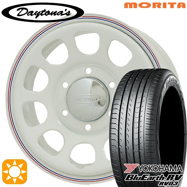 【取付対象】200系ハイエース 215/60R17 96H ヨコハマ ブルーアース RV03 MRT DAYTONA'S デイトナズ ホワイト 17インチ 6.5J 6H139.7 サマータイヤホイールセット