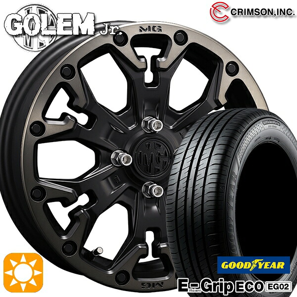 【取付対象】アクア クロスビー 185/55R16 83V グッドイヤー エフィシェントグリップ EG02 クリムソン MG ゴーレムJr. マットブラッククリア 16インチ 6.0J 4H100 +38 サマータイヤホイールセット