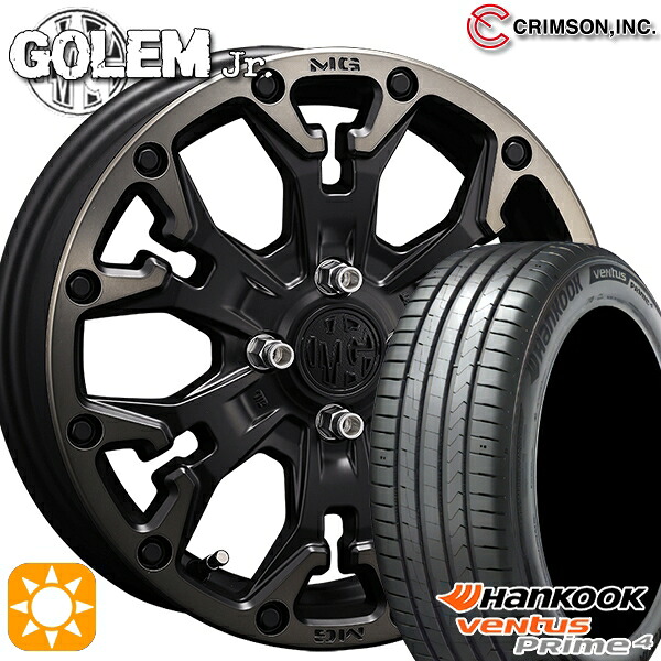 【取付対象】ライズ ロッキー 205/60R16 96V XL ハンコック veNtus PRime4 K135 クリムソン MG ゴーレムJr. マットブラッククリア 16インチ 6.0J 4H100 サマータイヤホイールセット