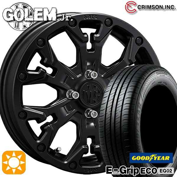 【取付対象】アクア クロスビー 185/55R16 83V グッドイヤー エフィシェントグリップ EG02 クリムソン MG ゴーレムJr. マットブラック 16インチ 6.0J 4H100 +38 サマータイヤホイールセット
